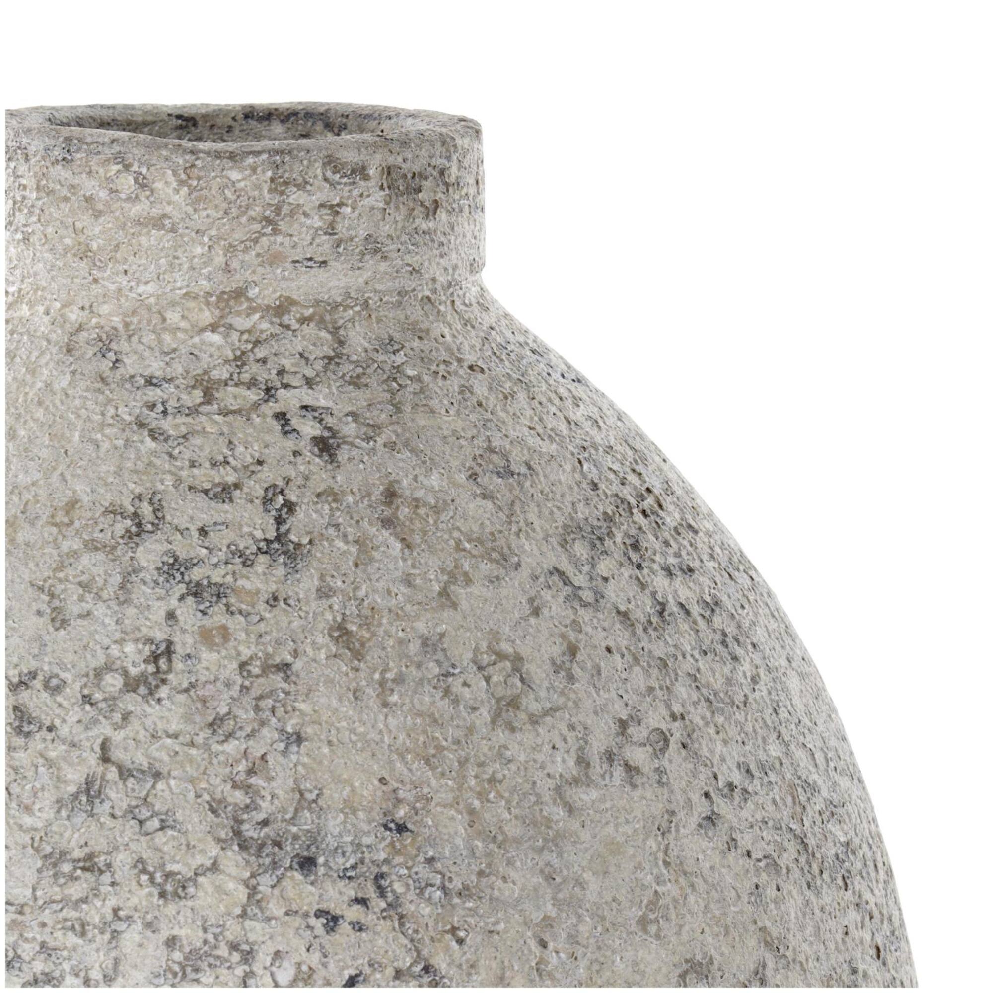 14.25" Beige Ceramic Handmade Antique Style Textured Decorative Vase
